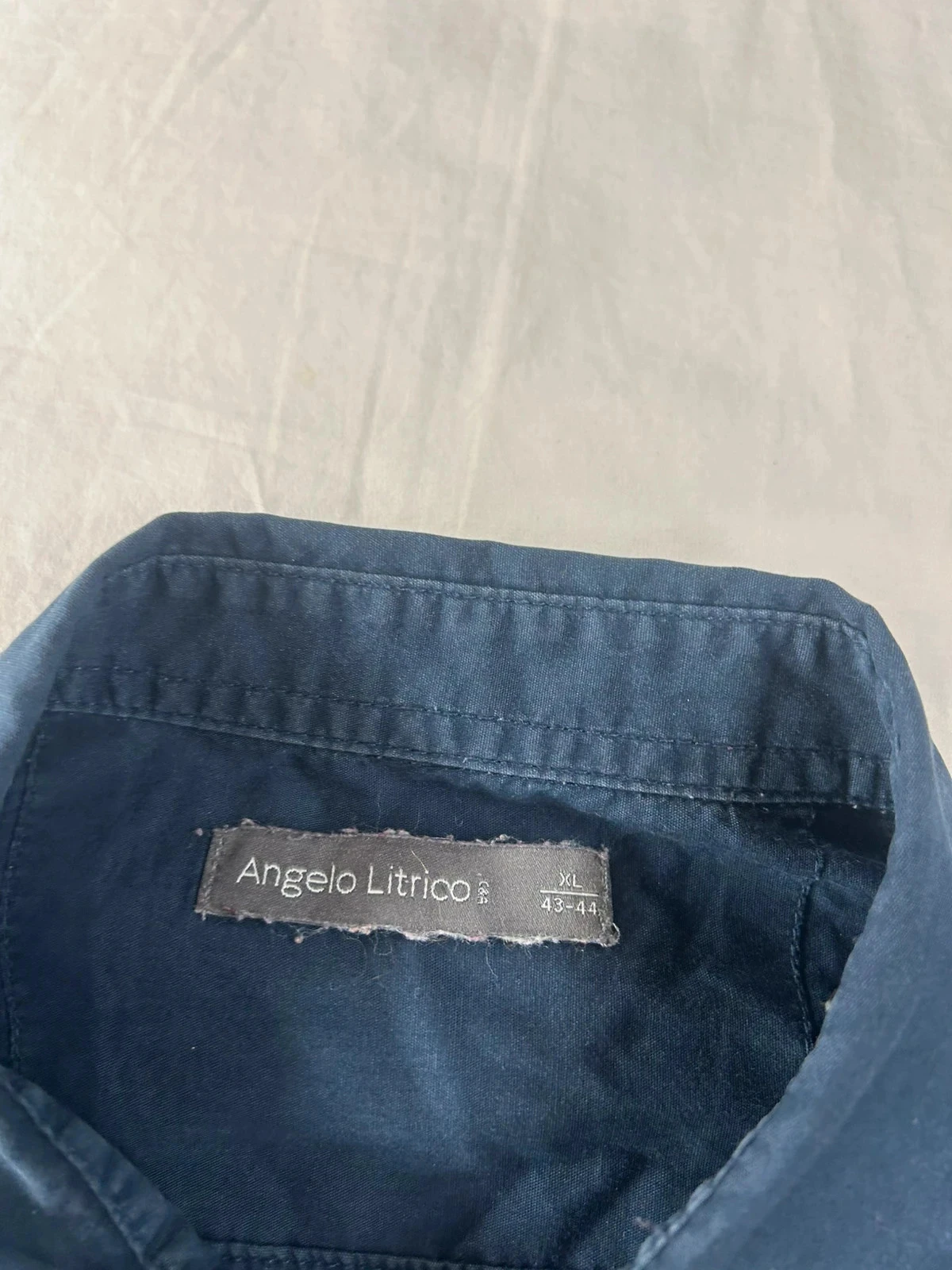 Marineblauw effen overhemd Angelo Litrrico met korte mouwen – photo 5